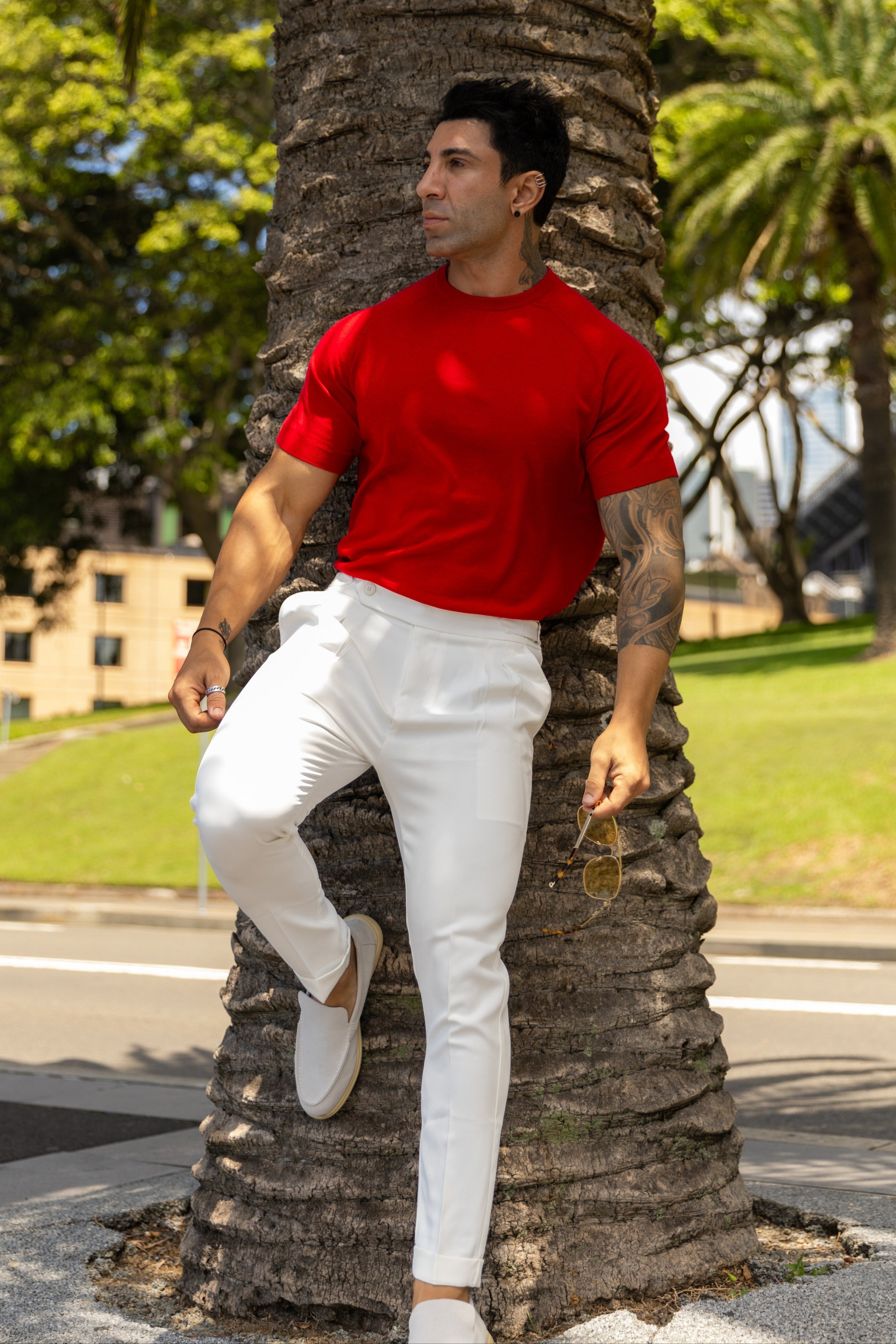 Pleated Dress Pants White - Tailored Slim Fit - Don Milyon