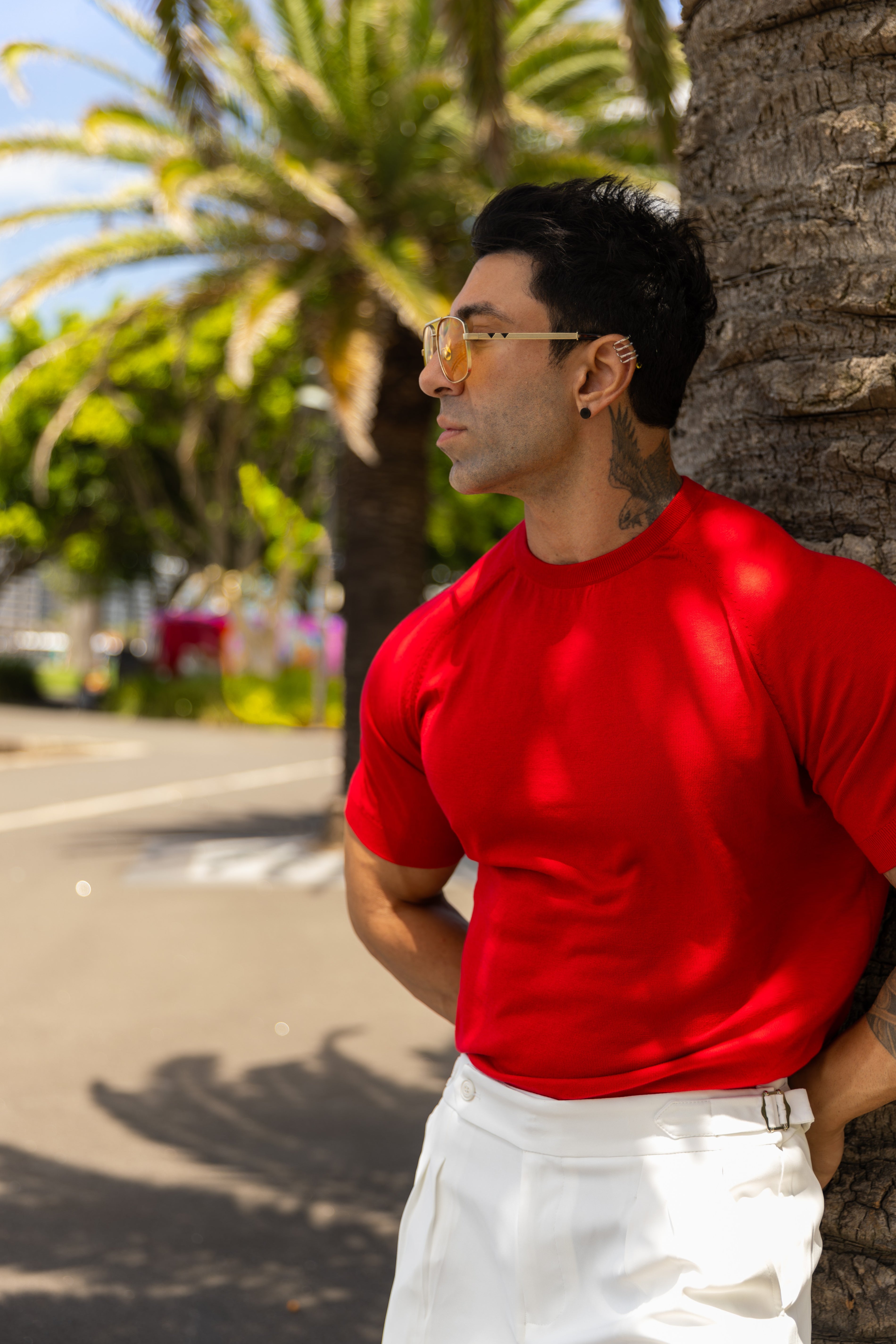 Knit Silk T-Shirt Burgundy - Tailored Slim Fit - Don Milyon