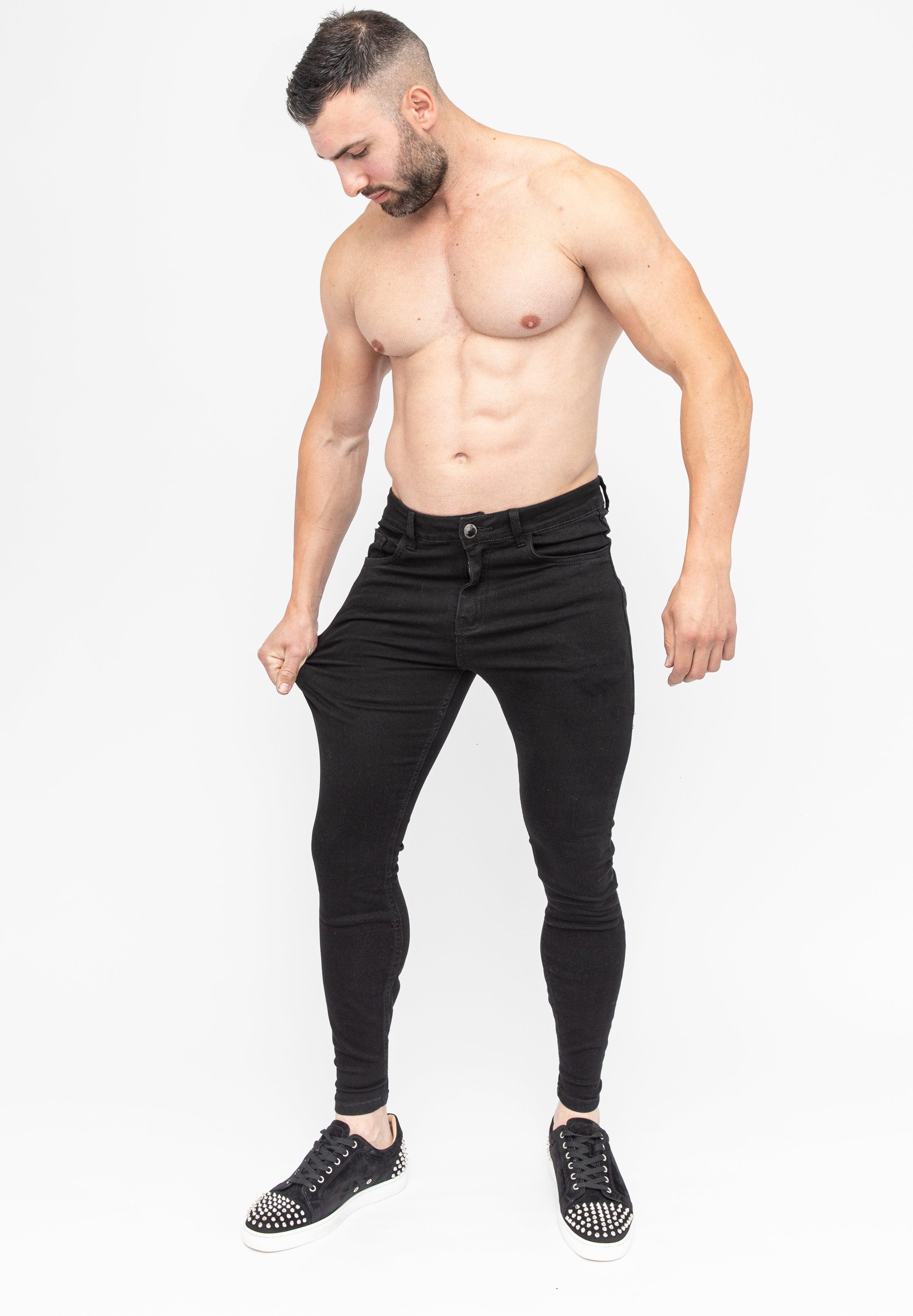 Black Skinny Fit Stretch Men's Jeans Jamie