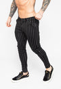 Men's Black Striped Skinny Fit Stretch Chino Pants Angle