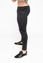Men's Black Striped Skinny Fit Stretch Chino Pants Side