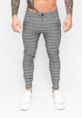 Men's Grey Check Pattern Skinny Fit Stretch Chino Pants