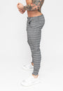 Men's Grey Check Pattern Skinny Fit Stretch Chino Pants Side