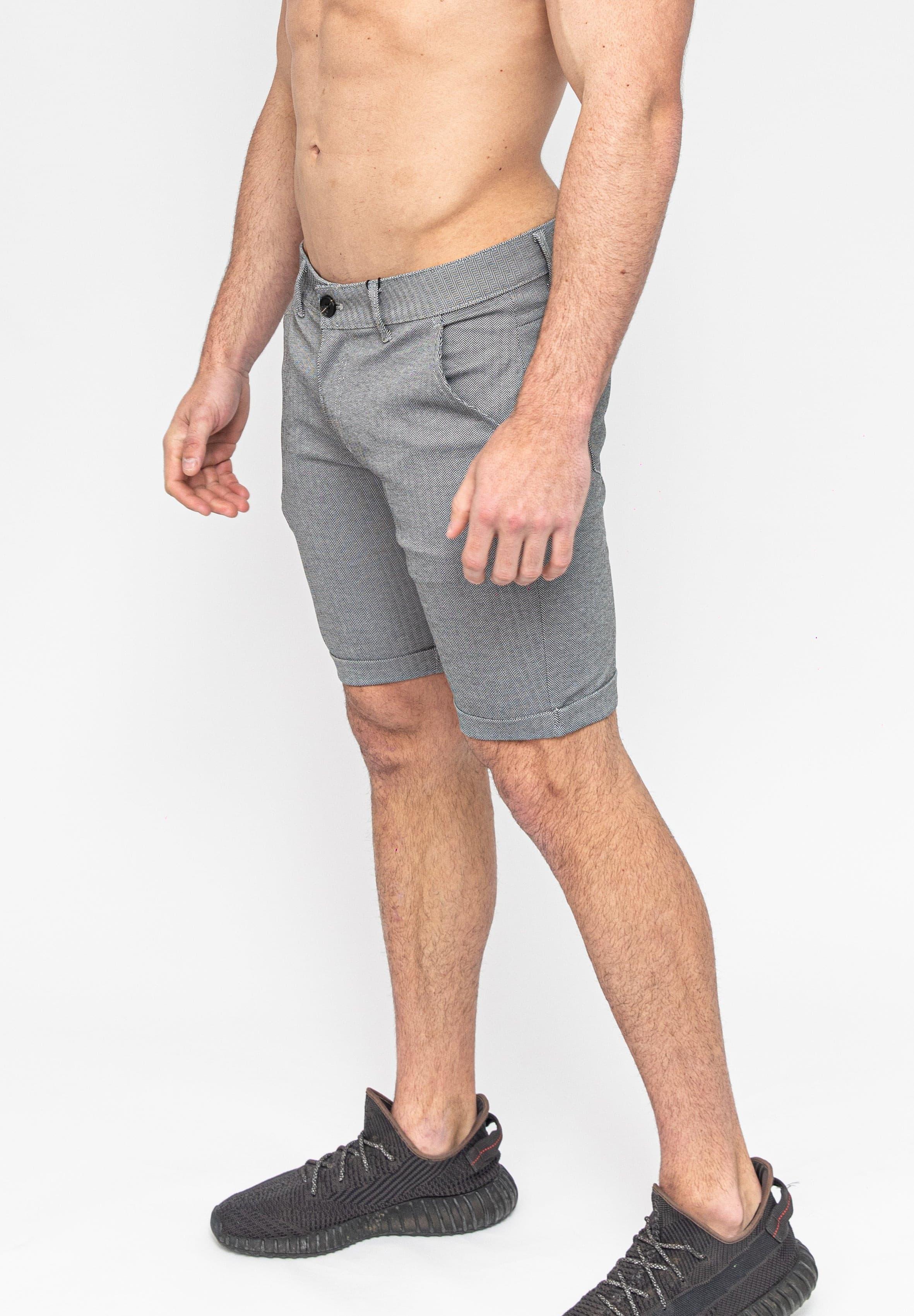 Men's Grey Skinny Fit Stretch Chino Shorts Angle