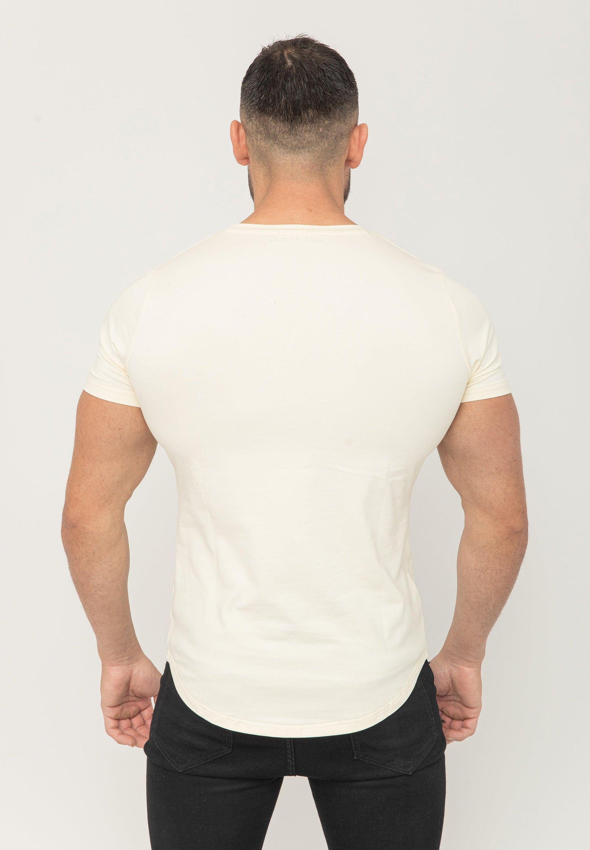 Basic Muscle Fit T-Shirt Cream - Curved Hem - Don Milyon