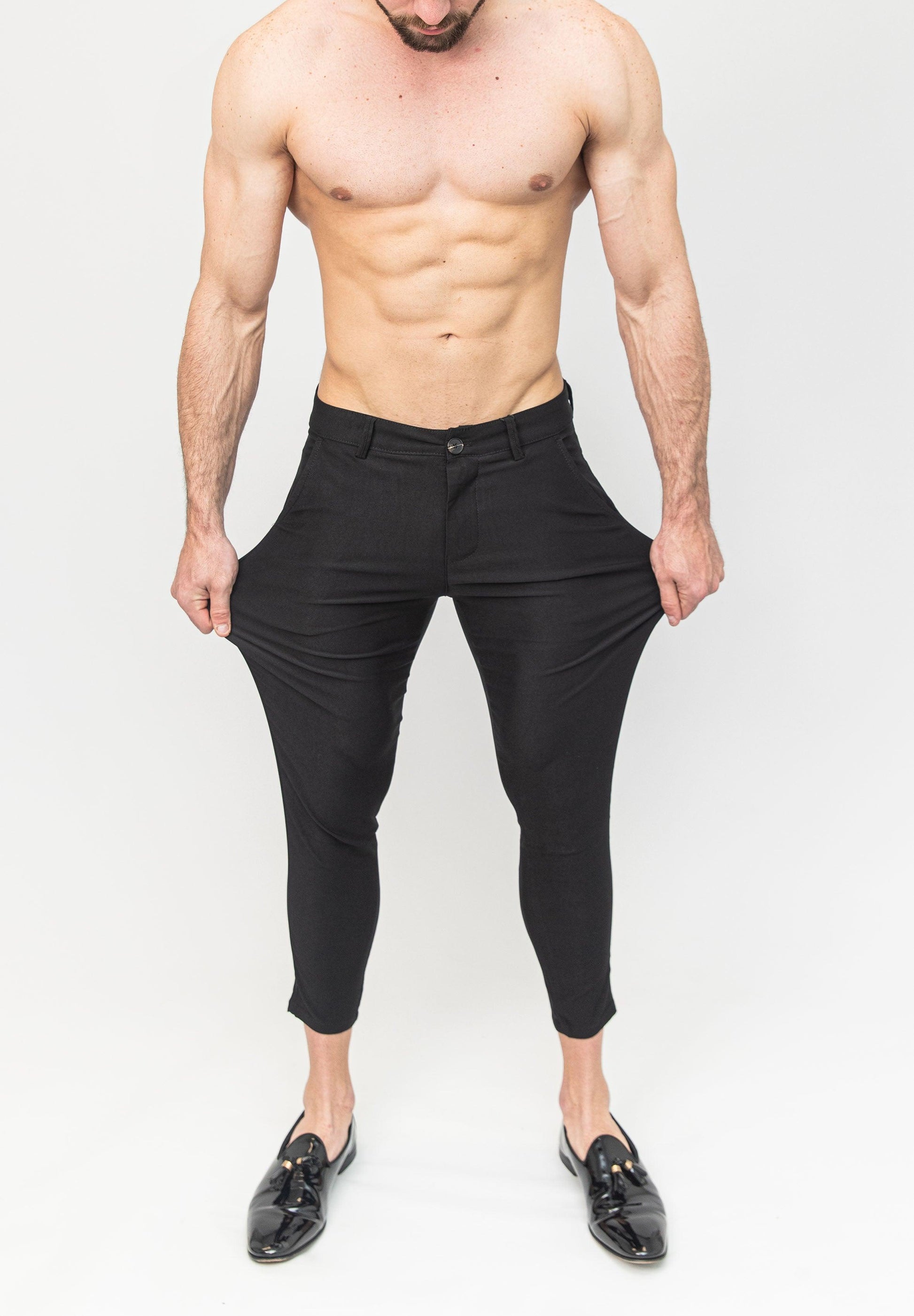 Men's Black Skinny Fit Tailored Stretch Dress Suit Pants