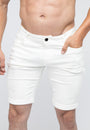Men's White Skinny Fit Stretch Denim Jeans Shorts Pocket