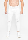 Men's White Ripped Skinny Fit Stretch Denim Jeans Pants