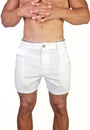 Chino 5" Length Shorts White - Slim Stretch Fit - Don Milyon