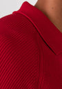 Ribbed Knit Silk Polo Shirt Burgundy - Tailored Slim Fit - Don Milyon
