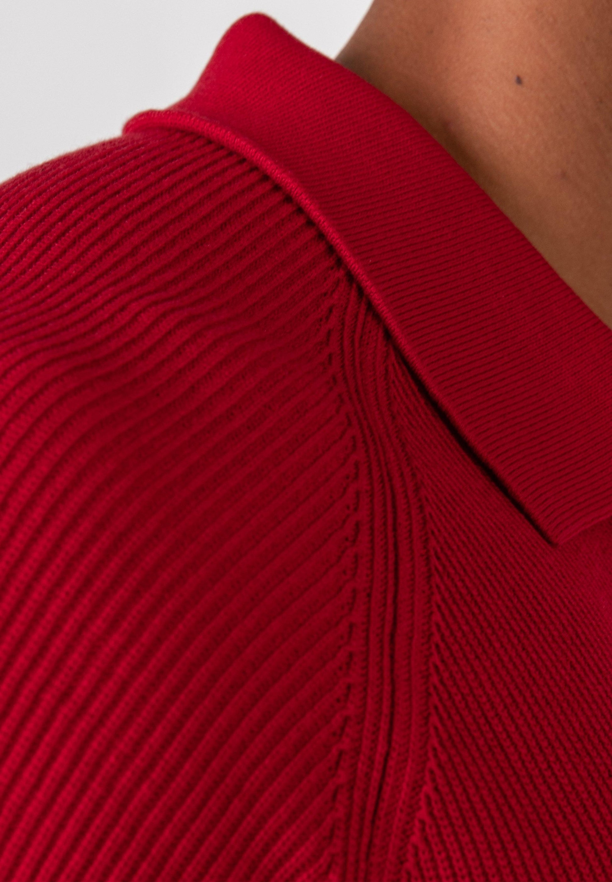 Ribbed Knit Silk Polo Shirt Burgundy - Tailored Slim Fit - Don Milyon