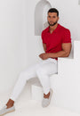 Ribbed Knit Silk Polo Shirt Burgundy - Tailored Slim Fit - Don Milyon