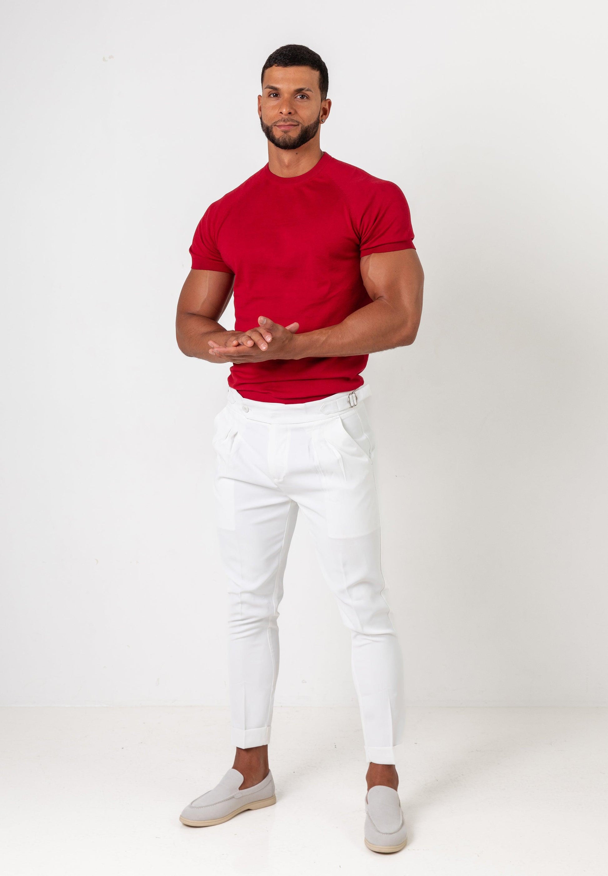 Knit Silk T-Shirt Burgundy - Tailored Slim Fit - Don Milyon