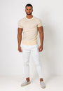 Knit Silk T-Shirt Cream - Tailored Slim Fit - Don Milyon