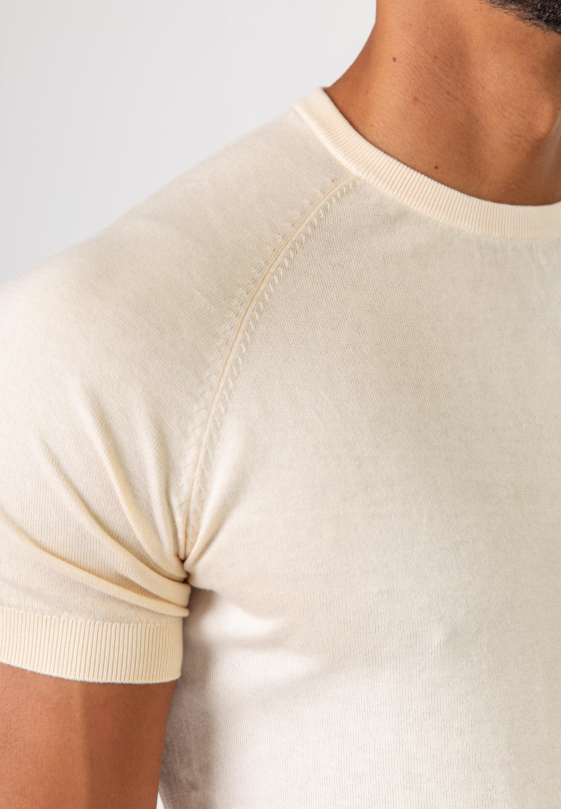 Knit Silk T-Shirt Cream - Tailored Slim Fit - Don Milyon