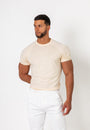 Knit Silk T-Shirt Cream - Tailored Slim Fit - Don Milyon