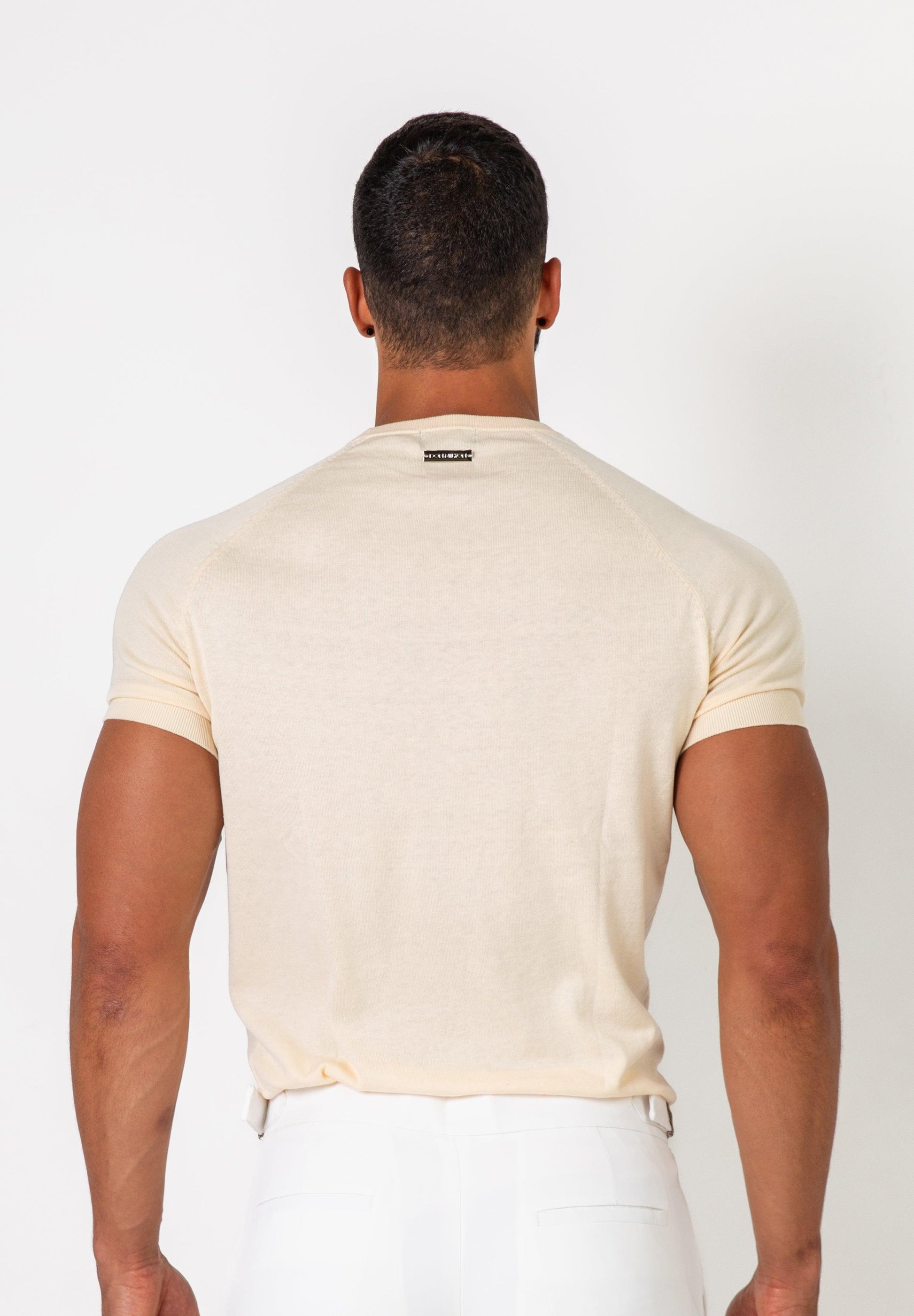 Knit Silk T-Shirt Cream - Tailored Slim Fit - Don Milyon