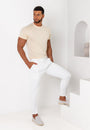 Knit Silk T-Shirt Cream - Tailored Slim Fit - Don Milyon