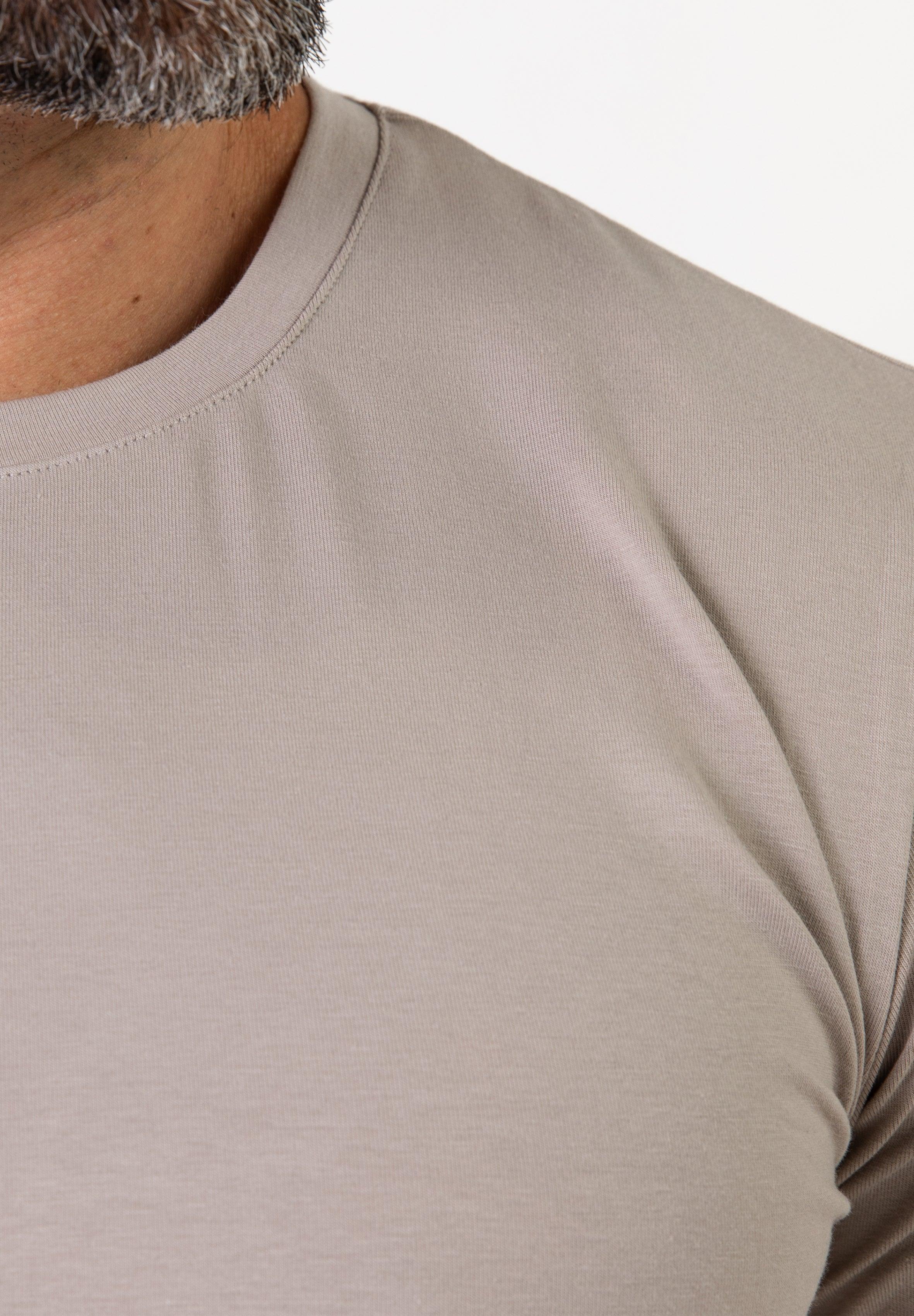 Basic Muscle Fit T-Shirt Stone - Curved Hem - Don Milyon