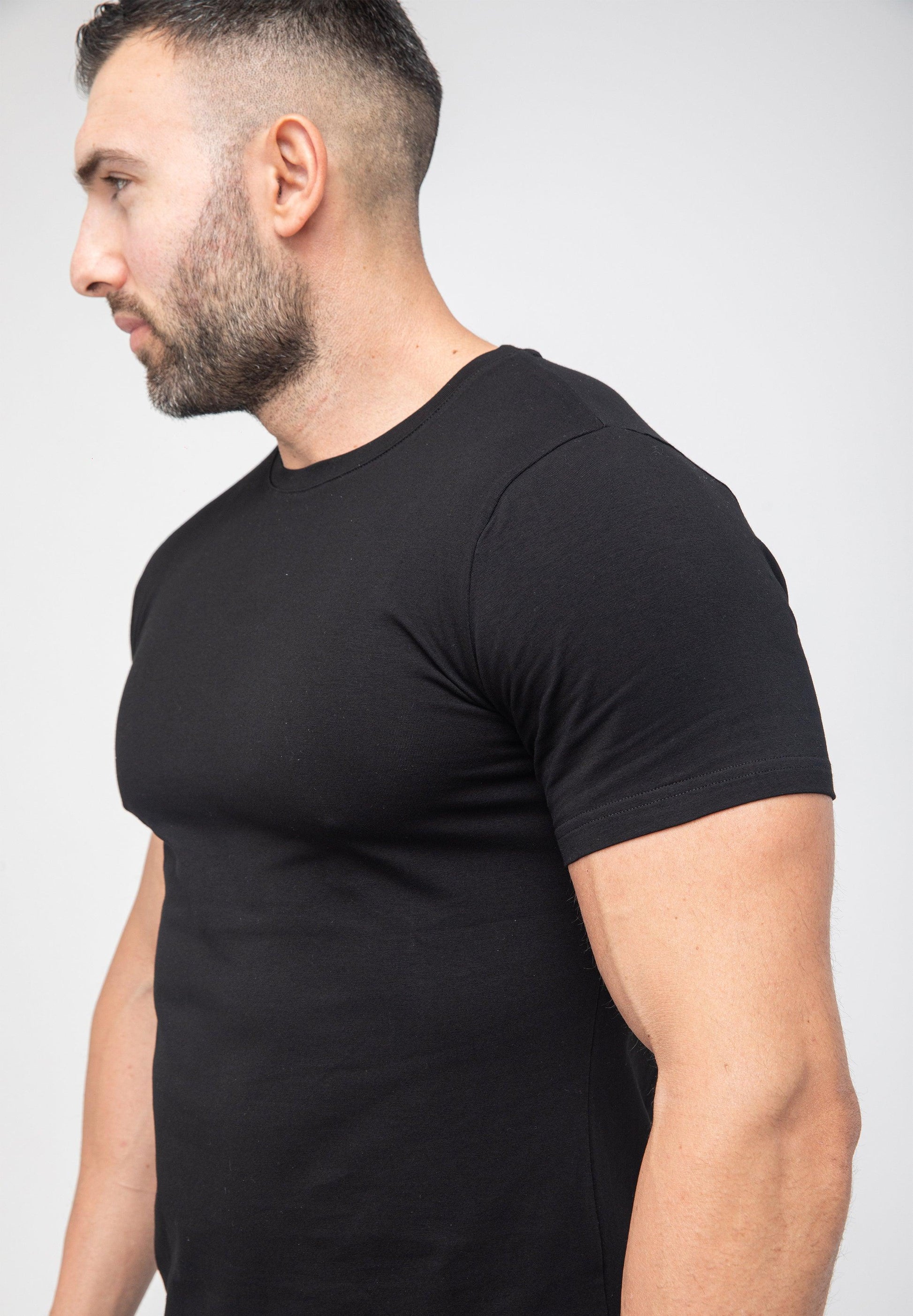Basic Muscle Fit T-Shirt Black - Curved Hem - Don Milyon