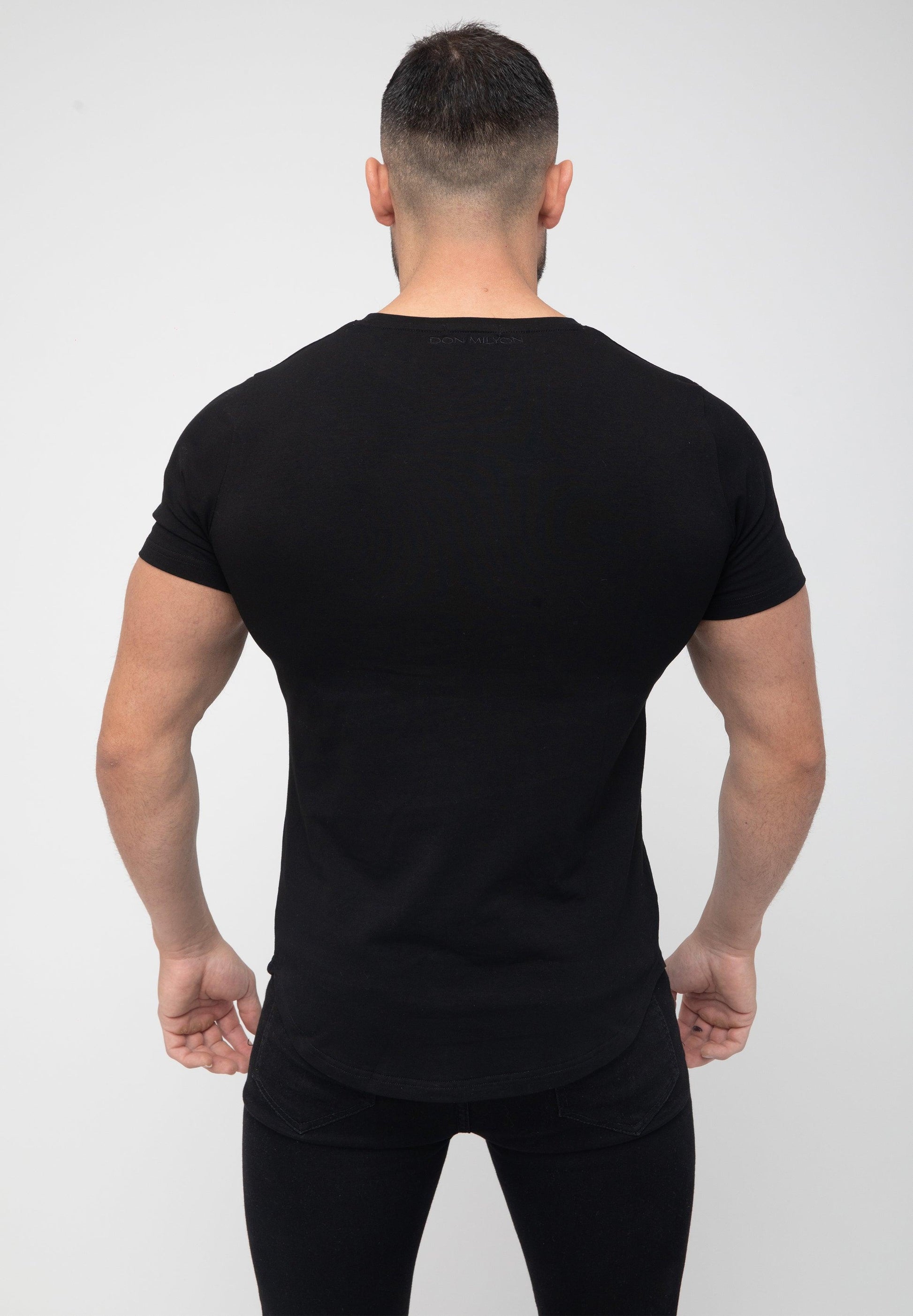 Basic Muscle Fit T-Shirt Black - Curved Hem - Don Milyon
