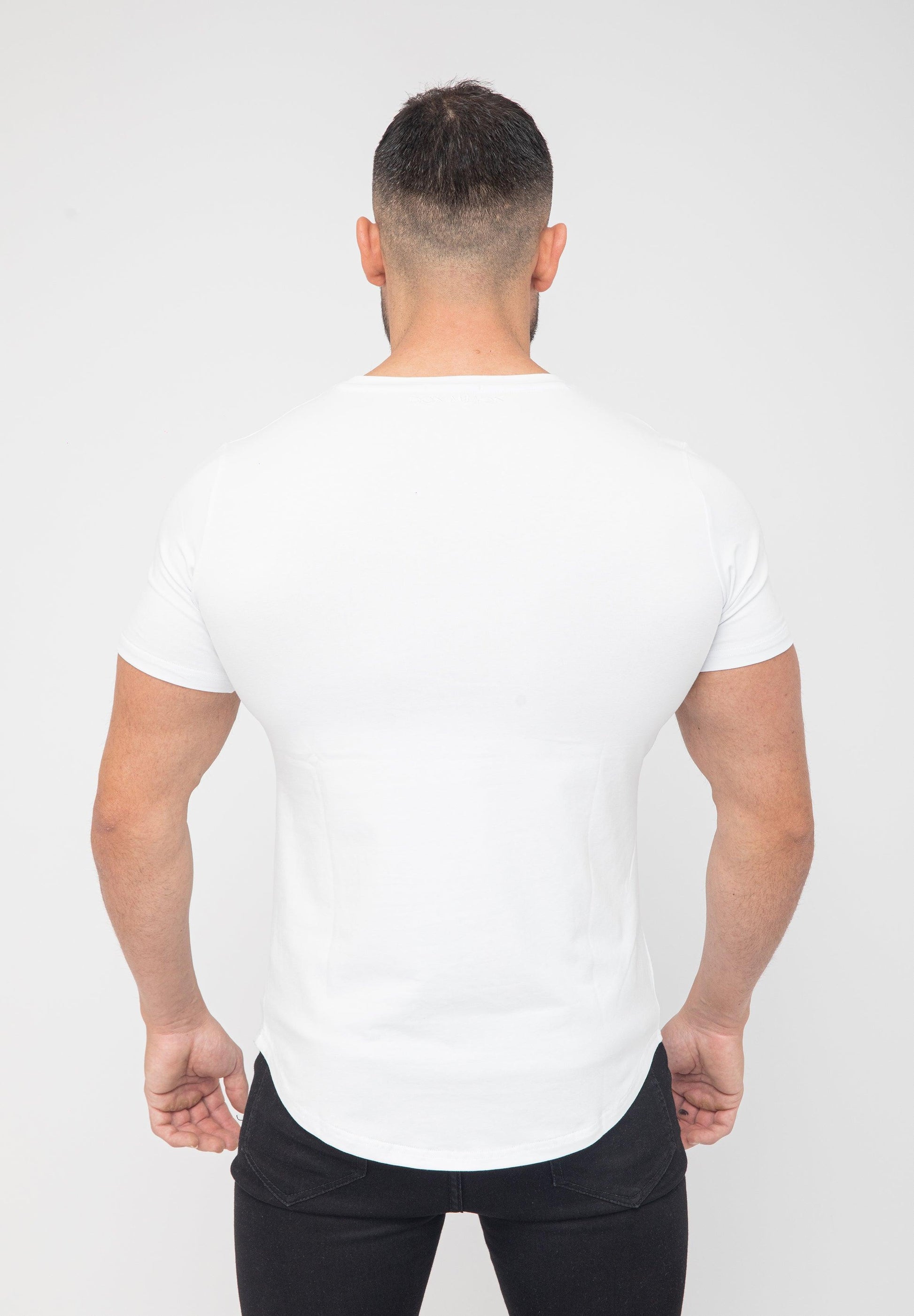 Basic Muscle Fit T-Shirt White - Curved Hem - Don Milyon