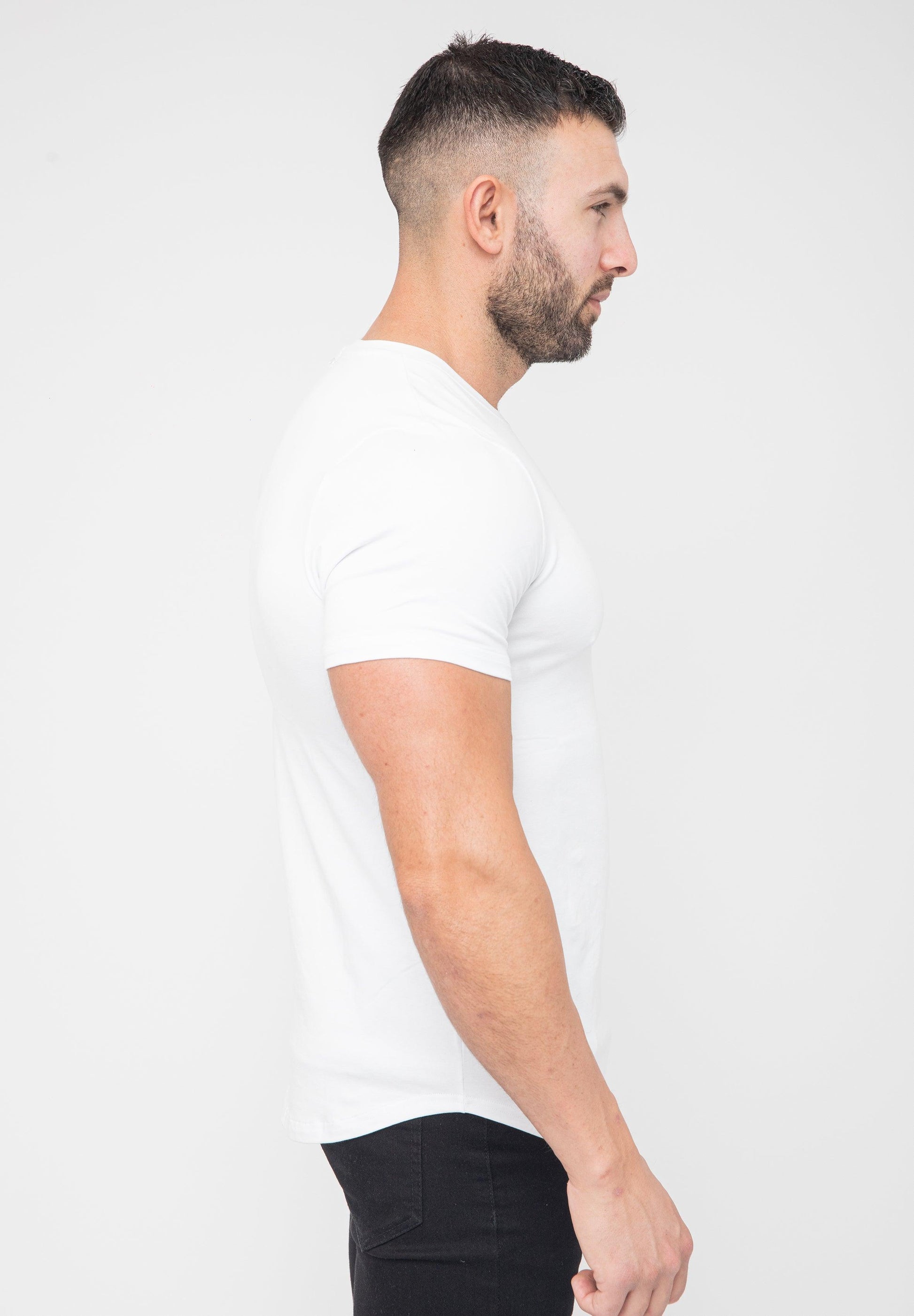Basic Muscle Fit T-Shirt White - Curved Hem - Don Milyon