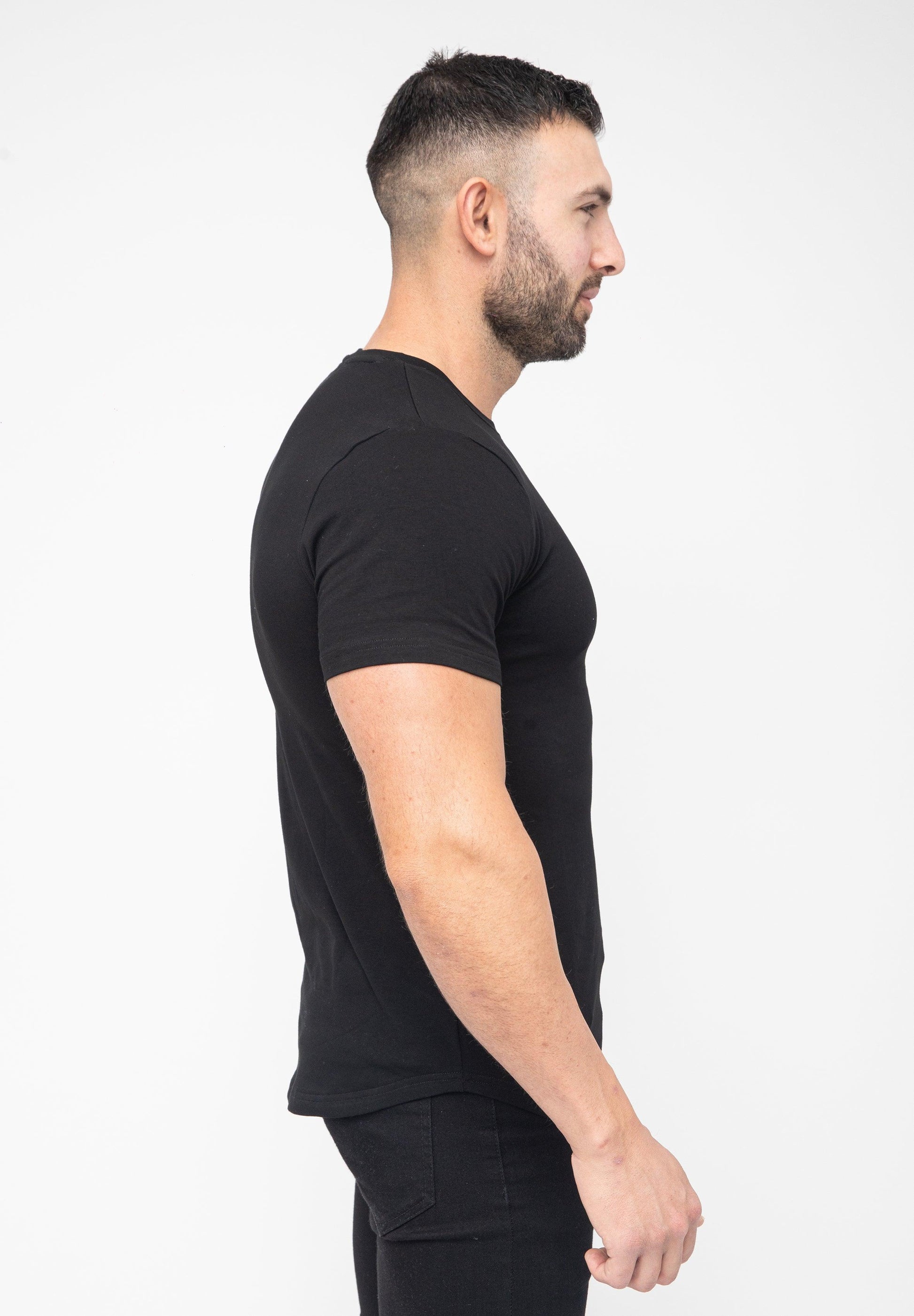 Basic Muscle Fit T-Shirt Black - Curved Hem - Don Milyon